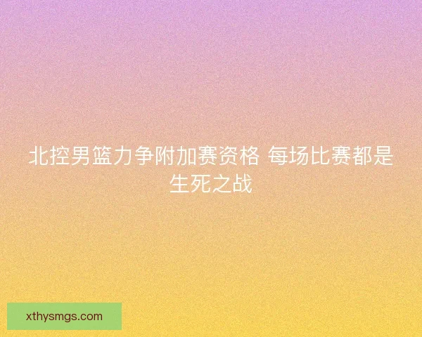 北控男篮力争附加赛资格 每场比赛都是生死之战 北控男篮力争附加赛资格 每场比赛都是生死之战
