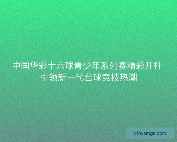 中国华彩十六球青少年系列赛精彩开杆 引领新一代台球竞技热潮